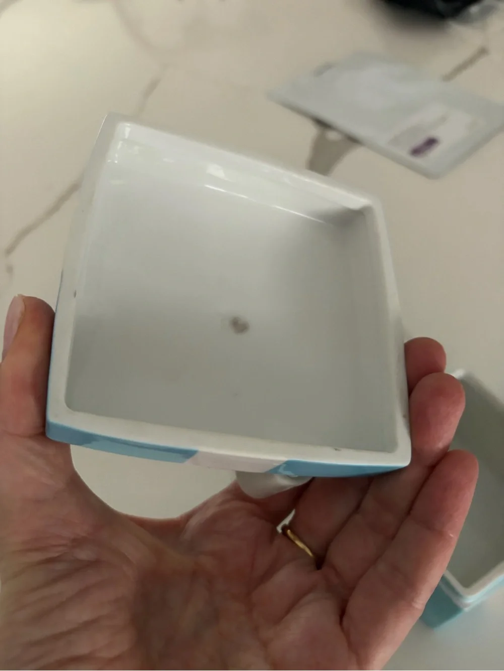 Tiffany & Co. Blue and White Striped Ceramic Accent box